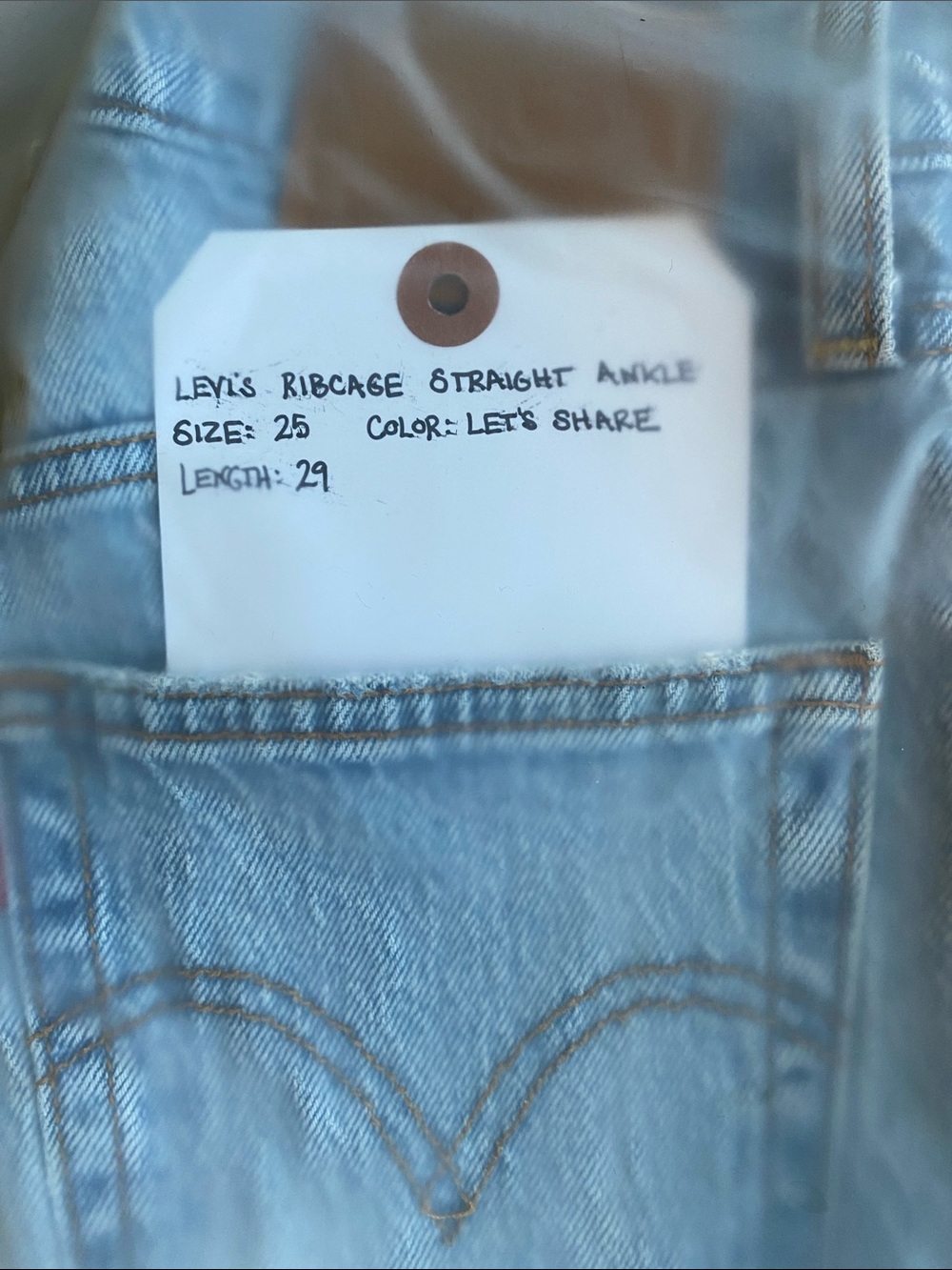 Levi's Ribcage Straight Leg Jeans 25 x 29 Like New Denim Ankle Length
